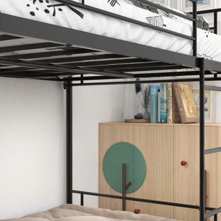 Space Saving Bunk Bed With Metal Frame And Ladder
