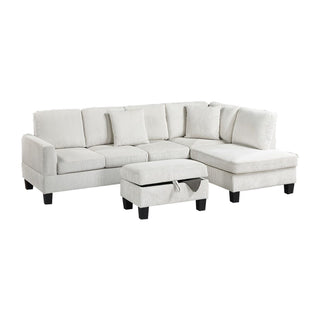 Sectional Sofa With Storage Ottoman And Pillows