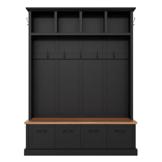 Hall Tree With Storage Bench Mudroom Coat Rack With 6 Hooks
