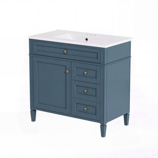 Bathroom Vanity With Sink, Rectangular Storage Cabinet & 2 Drawers And Tip Out Drawer