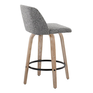 Toriano - Contemporary Fixed-Height Counter Stool & Swivel With Round Footrest (Set of 2)