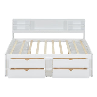 Daybed With 2 Bedside Cabinets, Upper Shelves And 4 Drawers
