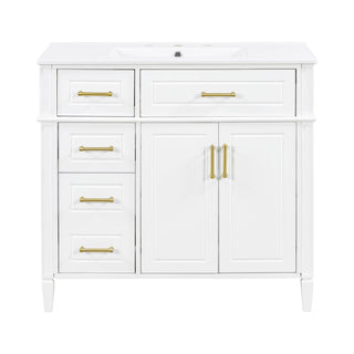 Bathroom Vanity With Sink, 4 Drawers, 2 Doors