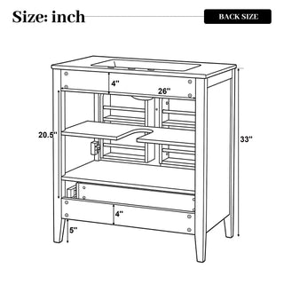 Elegant Fluted Bathroom Vanity With Sink, Soft Close Doors & Drawer