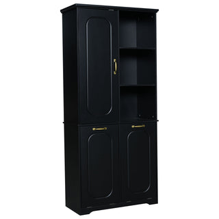 Freestanding Tall Storage Cabinet With 2 Tilt Out Hampers