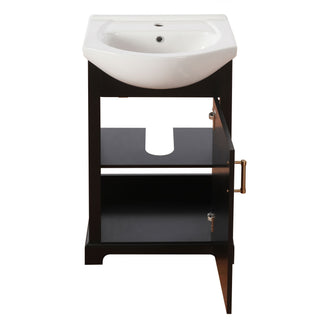 20" Bathroom Vanity With Bulged Sink, Freestanding Single Vanity Set, Soft Close Door