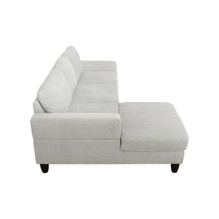 2 Piece L - Shaped Left Chaise Sectional Sofa With Ottoman, Living Room Furniture - White / Gray