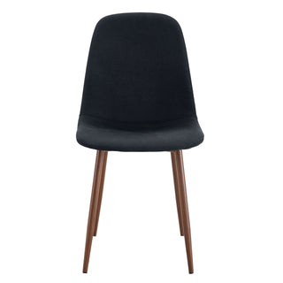 Luxury Simple Chair (Set of 4) Linen Cotton High Resilience Dining Chair With Metal Color Leg - Black / Walnut