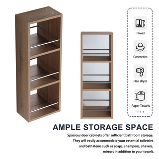 10" Wall Mounted Mirror Cabinet With Storage, Mirror - Imitative Oak