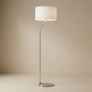 Serene - Floor Lamp With Rotary Switch Base Linen Shade - Brushed Nickel / White