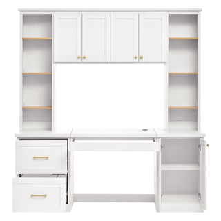 Computer Desk With Hutch, Workstation With Desk Grommet & Keyboard Tray