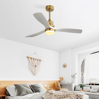 52" Ceiling Fan With Dimmable LED Light, 3 Blades, DC Motor, Remote Control - Gold