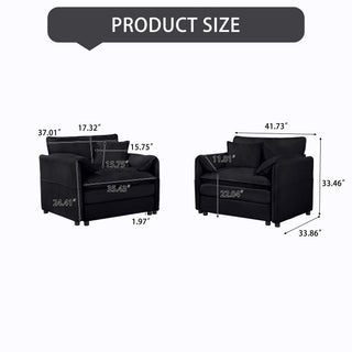 Modern Oversized Accent Chair, Comfy Single Sofa With Large Seat (Set of 2)