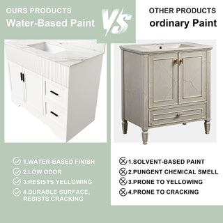 Bathroom Vanity Set, Fluted Cabinet, Soft Close Doors & Drawers - White