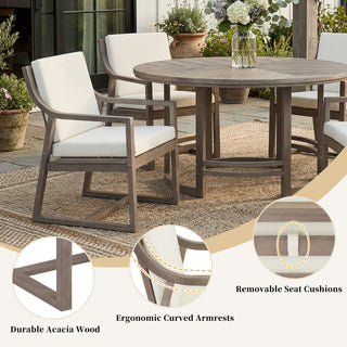 5 Piece Outdoor Dining Set, Patio Table And Chairs With Umbrella Hole