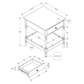 Accent - Table, 2 Tier, Square, Traditional - Walnut