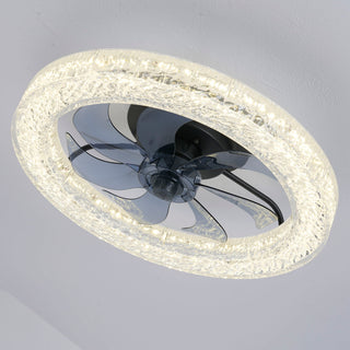 LED Light Source And Remote Control, 3000 - 6500K Dimmable Flush Mount LED Fan Light, 6 Speeds, Quiet DC Motor For Living Room - Matte Black