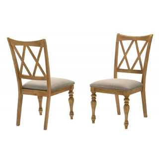 Dining Chair, Double X Back Kitchen Chairs (Set of 2) - Brown