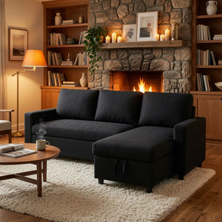L - Shaped Convertible Sofa Bed With Storage Chaise
