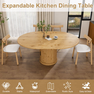 Extendable Oval Dining Table Set With 4 Cushioned Chairs, 2 Tier Storage - Oak
