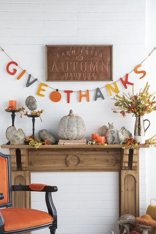 Length Colorful Give Thanks Banner, Home Decor For Harvest Festival Fall Festival & Thanksgiving Table Decorations (Set of 2) - Orange Multi