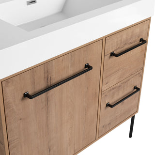 36" Freestanding Bathroom Vanity With Sink, Soft Close Doors & 2 Drawers - Imitative Oak