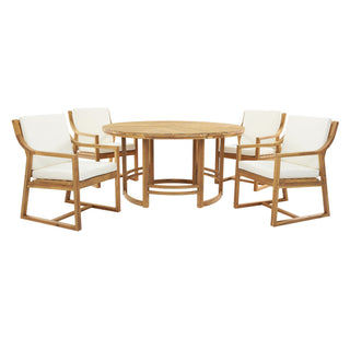 5 Piece Outdoor Dining Set, Patio Table And Chairs With Umbrella Hole