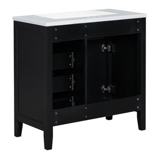 Modern Bathroom Vanity With Sink, Freestanding With Drawers And Doors