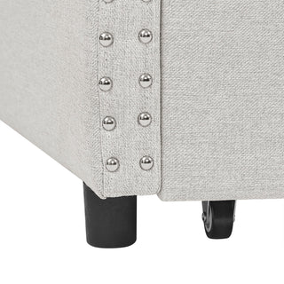 Upholstered Tufted Daybed With 2 Drawers, Waved Arms