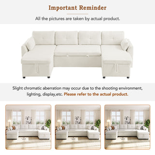 U-Shaped Sectional Sofa Bed With Storage And USB Ports
