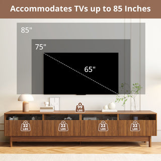 TV Stand, Entertainment Center With Fluted Drawers For Living Room - Walnut