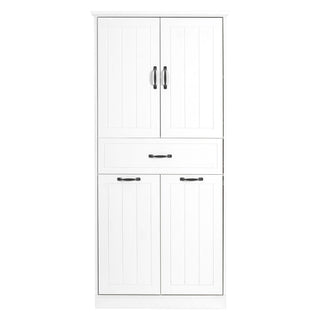 Modern Bathroom Storage Cabinet With Two Laundry Baskets, One Drawer, Adjustable Shelf