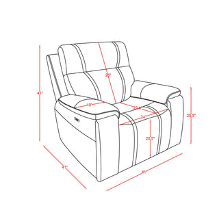 Gary - Power Recliner With Power Recline Motion, Pillow Top Arms, Hidden Cupholders - Black