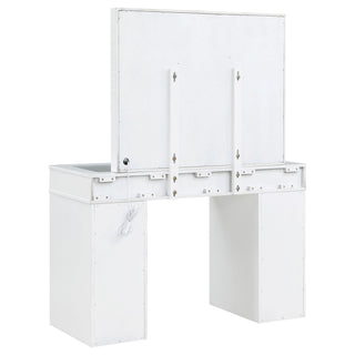 Winona - Makeup Vanity Set With Bulb Lit Mirror And Upholstered Stool - White