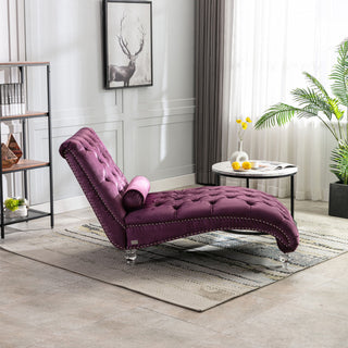Chaise Lounge Indoor, Button Tufted Upholstered Chaise Lounge Chair With Pillow