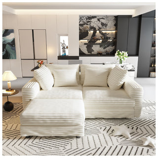 Deep Seat Convertible Sofa With Soft Pillows And Ottomans