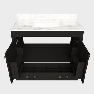 Bathroom Vanity Set, Sink And Faucet Holes Included - Black