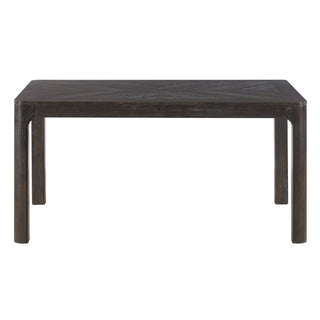 Rectangular Dining Table With Parquet Top, Rounded Corners