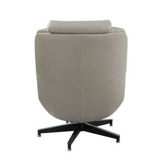 Piran - Twilight Top Grain Leather Accent Chair And Ottoman With Swivel - Gray