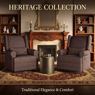 Extra Wide Swivel Recliner Glider Chair With Footrest - Brown