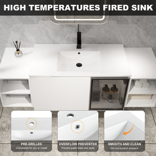 Wall Mounted Bathroom Vanity With Sink, Cabinet & Half Door