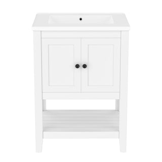 Modern Bathroom Vanity With Sink And Open Shelf