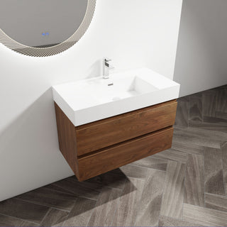 Wall Mounted Bathroom Vanity And Sink, 2 Soft Close Drawers