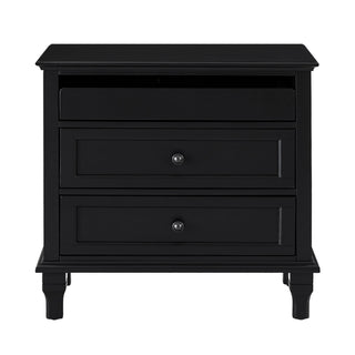 Nightstand With Charging Station, 3 Drawer Storage Table