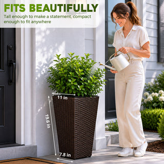 Solhome - Indoor / Outdoor Decorative Planter With Removable Insert (Set of 2) - Brown Ebony
