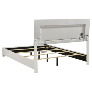August - 6 Piece Queen Panel Bedroom Set With LED Lighting - White