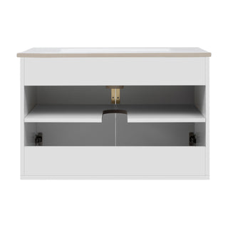 Bathroom Vanity With Sink, Rectangular Storage Cabinet With 2 Soft Closing Doors