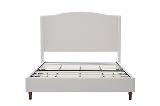 Hannah - Upholstered Wingback Bed Size / Tall Headboard Upholstered King Bed / Premium Textured Look / Minimalist Designs / No Box Spring Needed
