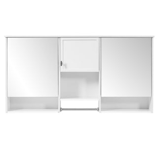 Wall-Mount 3-In-1 Mirror Cabinet With Adjustable Shelf, Soft-Closing Hinges, Rectangular Design - White