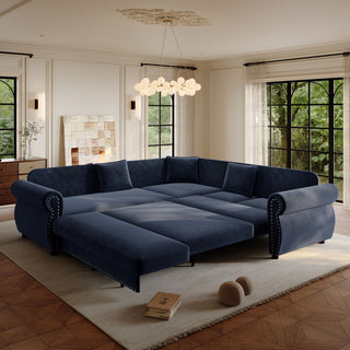 L-Shaped Sofa Couch With Pull-Out Bed